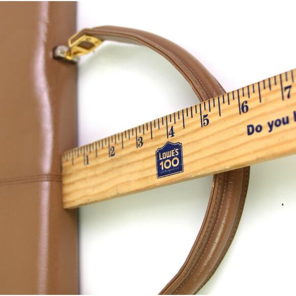 Lou Taylor BEIGE BROWN LEATHER FLAP POCKETBOOK BAG HANDBAG MEDIUM SATCHEL PURSE - Picture 11 of 16